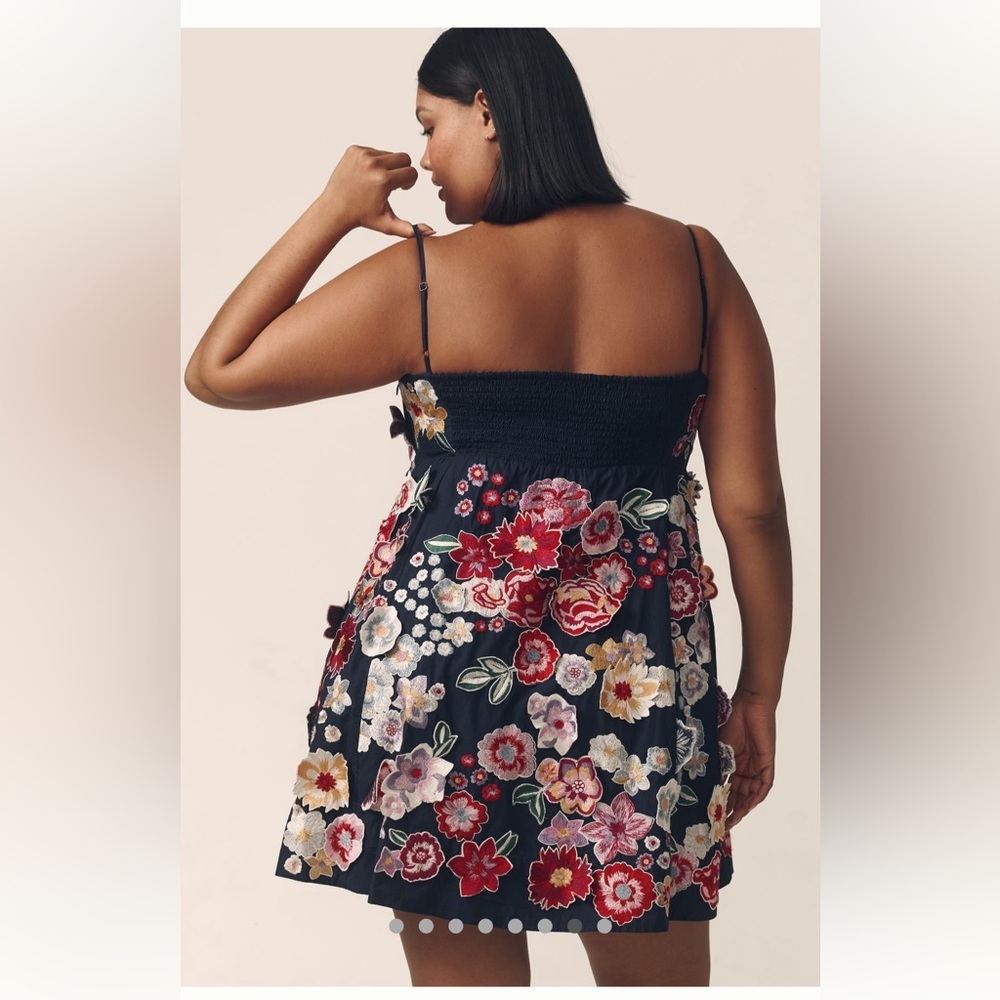 Anthropologie Sleeveless 3D Floral Babydoll Mini Dress - Picture 6 of 10